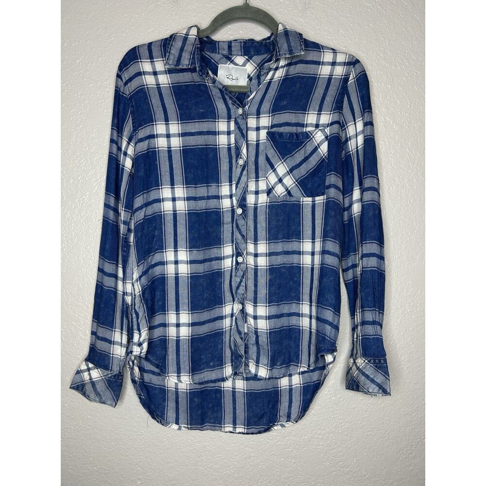 Rails Hunter Flannel Shirt Plaid Button Front Blue Pink White Size XS